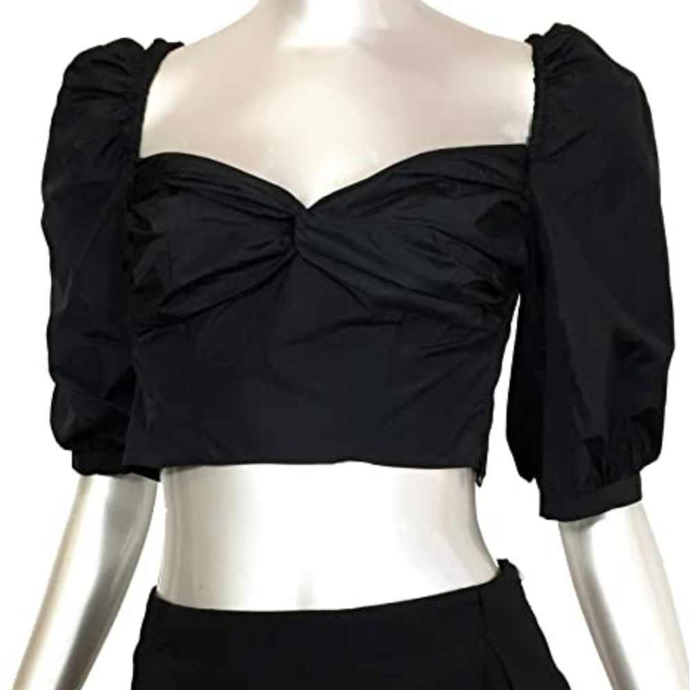 NWOT Zara set puff sleeves crop top with matching skirt - Picture 3 of 11